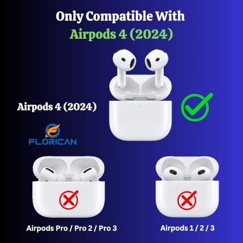 Image of FLORICAN 3D Case for Apple Airpods 4 (2024) Cute Design Suitable ONLY for AirPods 4 / AirPods 4 ANC with Shockproof Full Protection (White Cat) (White Cat)