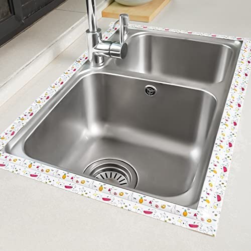 Image of Waterproof Tape for Kitchen Sink Oil Proof Caulk Kitchen Sink Tape Waterproof for Corner Caulk Self Adhesive Sealing Tape Gap Sealer for Platform Bathroom(Multi Print) (PACK OF 1)