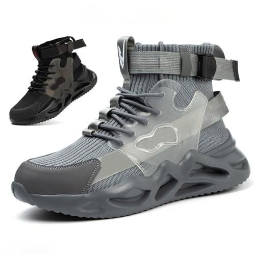 Work Sneakers for Men Fashion Lace Up High Top Sneakers Adjustable Buckle Running Shoes Non Slip Breathable Lightweight Athletic Shoes4