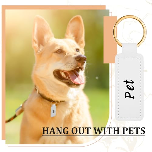 Image of Leather Key Fob Kit with Metal Rings, PU Leather Keychains Blank for Laser Engraving, DIY Craft Tools