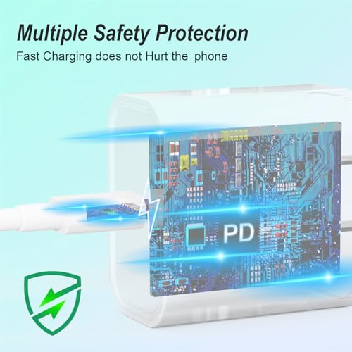Image of iPhone Charger, 2 Pack 20W USB C Fast Wall Charger Block with 2 Pack 6 FT USB-C to C Cable for iPhone 17 16 15 Plus /Pro /Pro Max /iPad Pro /Air /Mini, Galaxy, AirPods Pro