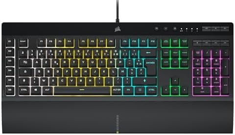 CORSAIR K55 RGB PRO Clavier de Jeu Filaire à Membrane – IP42 Résistant à la Poussière et Aux éclaboussures – 6 Touches Macro Intégration Elgato – Compatible iCUE – AZERTY FR – PC, Mac, Xbox – Noir