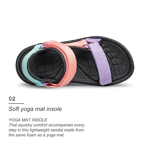 Vibdiv Girls Sandals Kids Adjustable Strap Lightweight Sport Sandals Beach Outdoor Shoes For Girls Orange Purple Little Kid Size 11 thumb #4