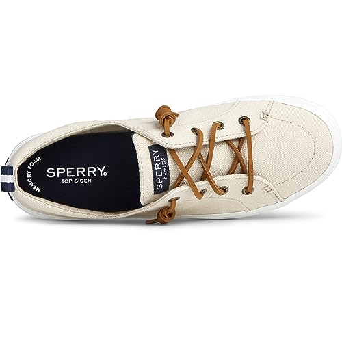 Sperry womens Crest Vibe Sneaker, Oat Linen, 8 Wide US - Image 7