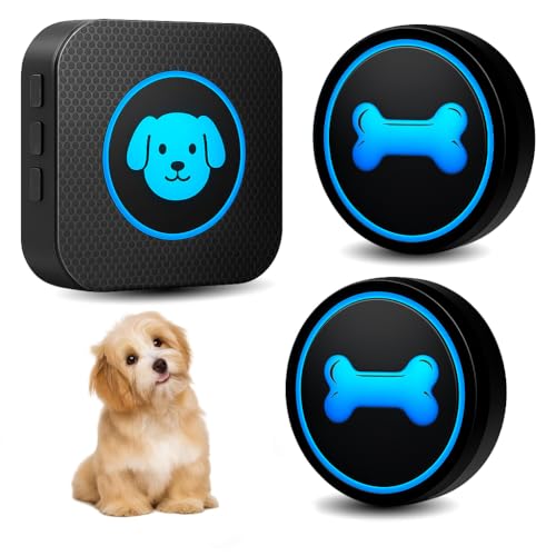 Yoiilifee Dog Doorbell to Go Outside, Smart Wireless Doggie Doorbell for Potty Training,1000 Feet Long Range with IP65 Waterproof Super-Light Touch Button, 60 Melodies & Adjustable Volume (2 Button)