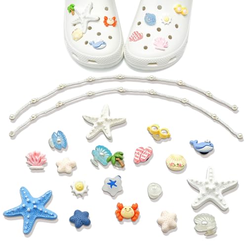 BSITSSS 20 Piezas Adornos para Zapatos, Tema Marino Pins para Crocs, Verano Charms para Crocs Bolsos Sombreros Pulseras Fiesta Cumpleaños Playa Regalos DIY