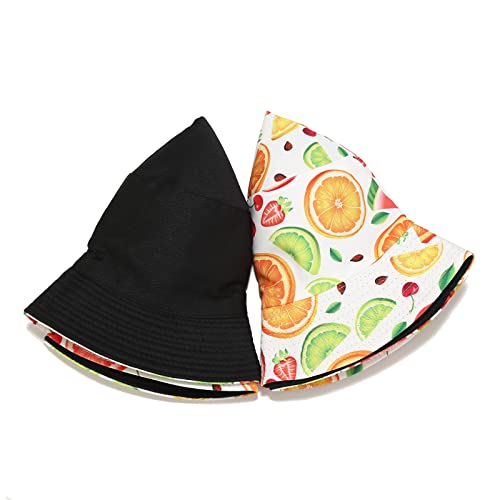 Novelty Fruit Print Bucket Hat Summer Fisherman Cap Reversible Packable Sun Hats For Women, Men #TOP4