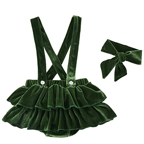 EFINNY Newborn Baby Girl Skirt Autumn Winter Velvet Tutu Skirt Outfits Christmas 2Pcs Dress Set with Headband 0-12Months