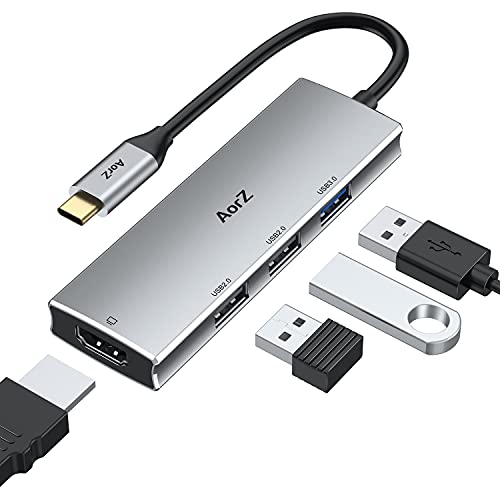 USB C Hub HDMI Adapter, USB C to USB Hub AorZ USB C Dongle 4 in 1 Type C Hub with 4K HDMI, USB 3.0 USB 2.0 Port for MacBook/Pro/Air (Thunderbolt 3)/iPad pro/Air and Type C Devices