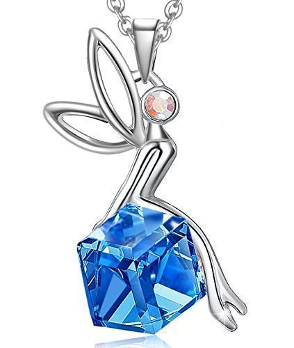 Preisvergleich Produktbild SONGPANNA Schutzengel,FAIR Kette Damen Halskette mit Engel Anhänger österreichische Kristallen Geschenk für Freundin, Mama, Freund