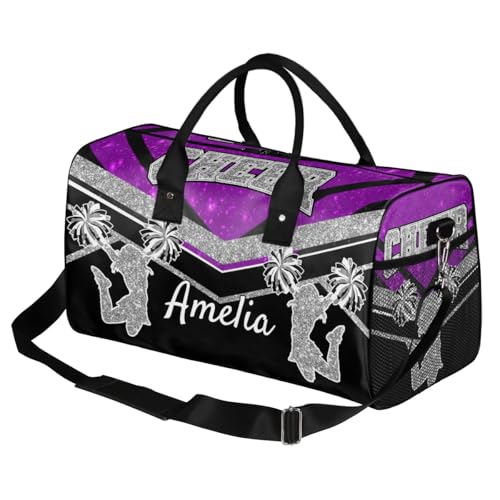 Purple Black Cheerleader Bags Personalized Cheer Bag with Name Sport Duffel Bag for Women Lightweight Travel Bag Overnight Weekender Bag2