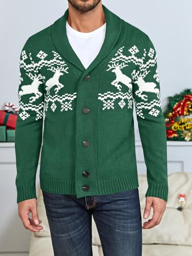 Image of Karlywindow Mens Cable Knit Cardigan Sweater Shawl Collar Loose Fit Long Sleeve Casual Cardigans