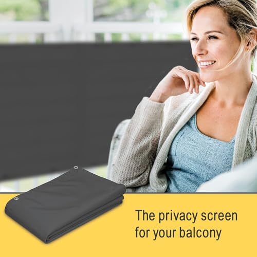Sol Royal PES Balcony Privacy Screen Garden 90x500 cm Anthracite – Waterproof Privacy Netting with Eyelets & String – UV-Resistant Fence Outdoor Garden Screening Balcony Cover Patio Windbreak – PB2 - Image 10