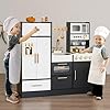 Interactive Wooden Play Kitchen for Kids 3+ Realistic Stove Sounds & Ice Maker Pretend Playset with 12 Kitchen Accessories Montessori Toy #1