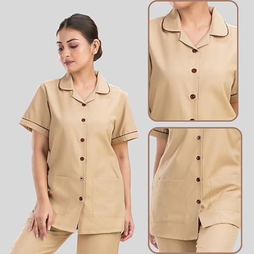Image of Unisex Nurse Uniform With Normal Length Half Sleeves Top With 2 Pockets Regular Fit Pant Two Side Pockets - Ideals for Hospital Staff /Clinics /Nanny Uniforms |