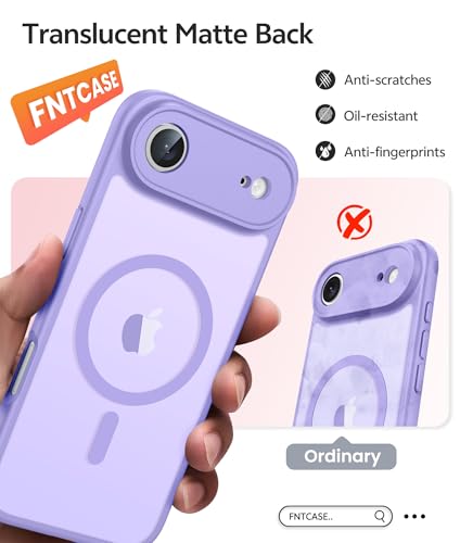 Image of FNTCASE for iPhone Air Case: [Compatible with Magsafe] Translucent Matte Cases with [Full Camera Protection] [Screen Protector] Military Grade Shockproof Protective Phone Cover - Light Purple
