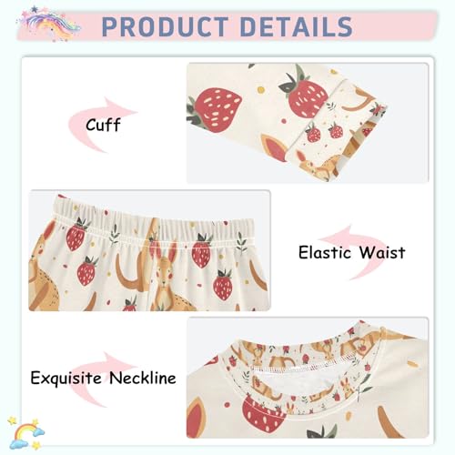 senya Kangaroo and Strawberry Pajamas Set Long Sleeve Soft Cotton Sleepwear 2 Piece4