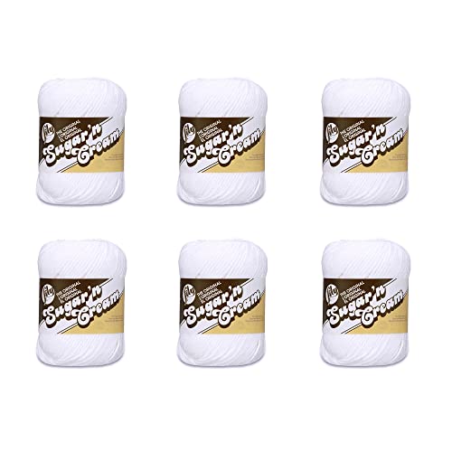 Image of Lily Sugar'N Cream White Yarn - 6 Pack of 71g /2.5oz - Cotton - 4 Medium (Worsted) - 120 Yards - Knitting /Crochet