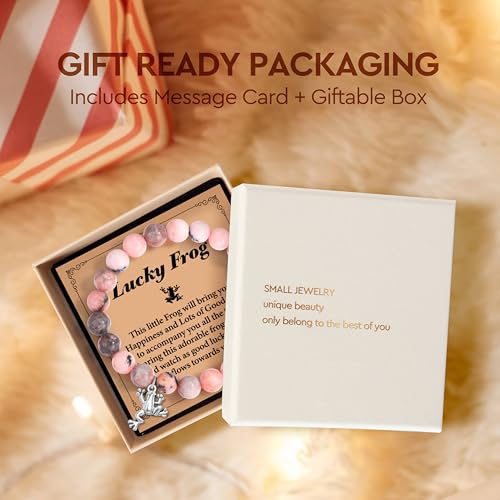 Lucky Frog Bracelets for Women Mom Friends Aunt Grandma,Best 2025 Lucky Healing Stone Bracelets Gifts for Birthday Christmas Morther Day Graduation-904