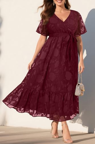 Image of Pinup Fashion Plus Size Wedding Guest Formal Cocktail A Line Long Dress