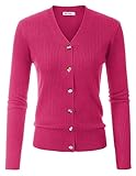 Women's Cardigans Hot Pink Fall Knit Sweaters Cute Soft Cardigan Sweaters