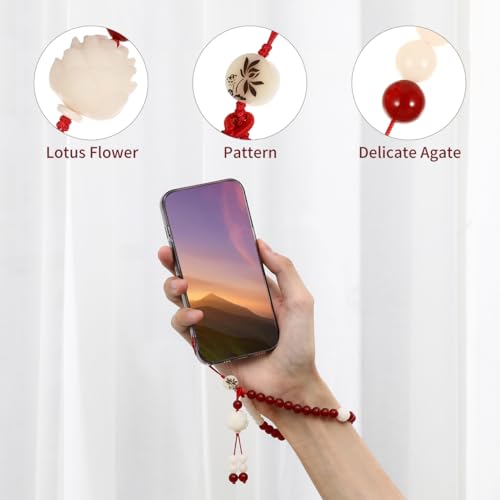 Correa de muñeca de estilo chino con ágata amuleto protector para smartphone 7