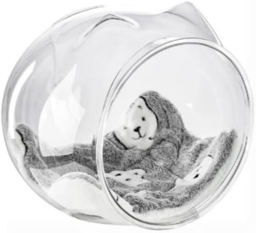 Vilom 透明丸型キャットベッド:大容量クリアデザインで猫の様子をいつでも観察!バージンファークッションで四季快適、丸角耐久・通気性 で蒸れ知らず。拭くだけ簡単お手入れ、魚・植物飼育にも多用途。スタイリッシュに愛猫の隠れ家を演出 (猫用ベッド + ペット