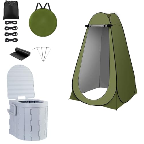 Portable Toilet Kit, Camping Toilet with Pop-Up Privacy Tent...
