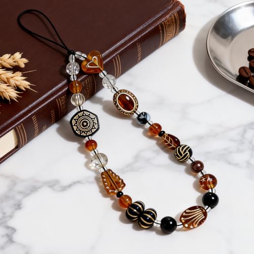 Image of Cute Beaded Camera Wrist Strap for Phone, Digital Camera Charm Lanyard, Pearl Beaded Chain for Bag Keychain Gift
