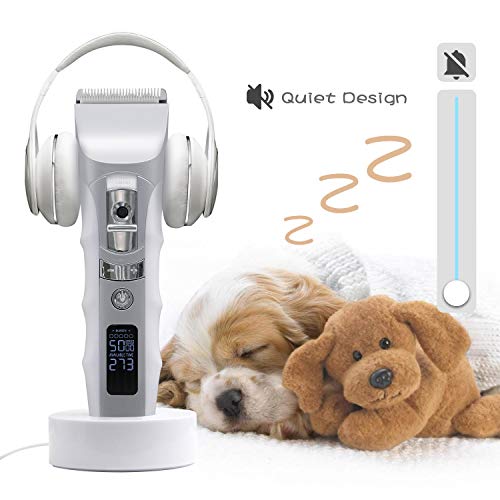 JAKEMY Dog Clippers Low Noise Pet Clippers Rechargeable Dog Trimmer Cordless Pet Grooming Tool Comb Guides Scissors Nail Kits with Pet Glooming Glove for Dogs Cats & Others