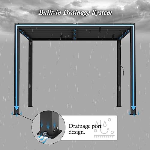 Onlyctr Outdoor Louvered Pergola 10'×10', Aluminum Louvered Pergola, Aluminum Outdoor Deck Gazebo With Adjustable Roof, For Garden, Patio, Backyard, Lawns, Beach (10' × 10', Black) #TOP1