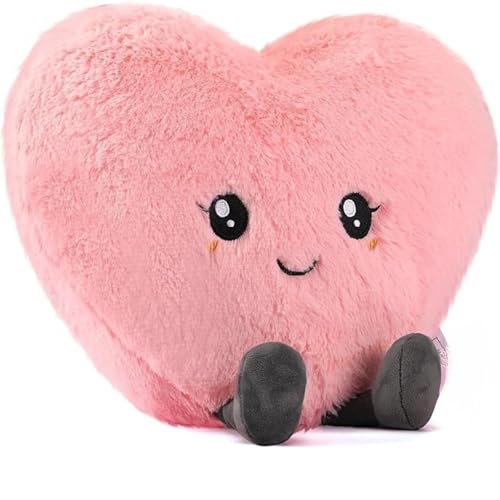 Image of Heart Shape Soft Toy Pillow for Kids & Girlfriend | Ultra Soft Plush Heart Cushion Teddy | Cute Smiley Romantic Gift for Birthday, Valentine, Anniversary | Pink Heart Plush Toy