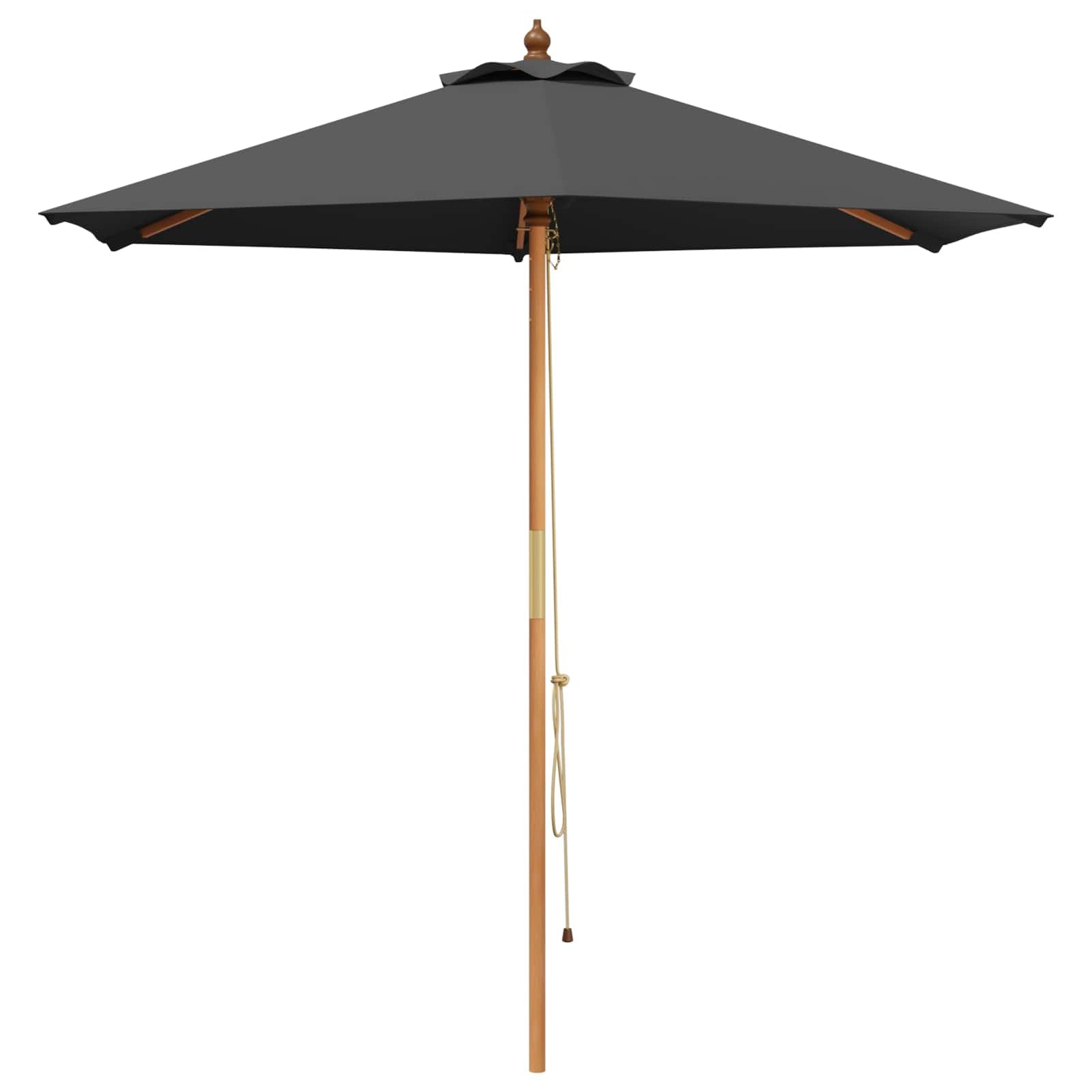 Homgoday Essgruppe für draußen mit Sonnenschirm 8 stk. 6-Sitzer, Massivholz Akazie, Anthrazit und Natur, ausziehbarer Tisch 200x100x74 cm, 5-fach verstellbare Stühle, UV-beständig, wetterfest, für Gar