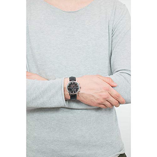 Image of Bulova Men's Classic Aerojet Stainless Steel 6-Hand Chronograph Watch with Black Leather Strap, 41mm Style: 96B262