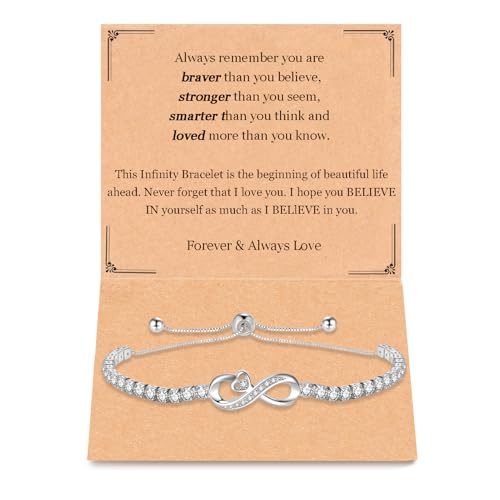 Gift for Best Friends Mom Daughter Girlfriend Wife Grandma Sister Bestie, Infinity Love Heart Bracelets for Birthday Christmas Valentins's Day Mother'