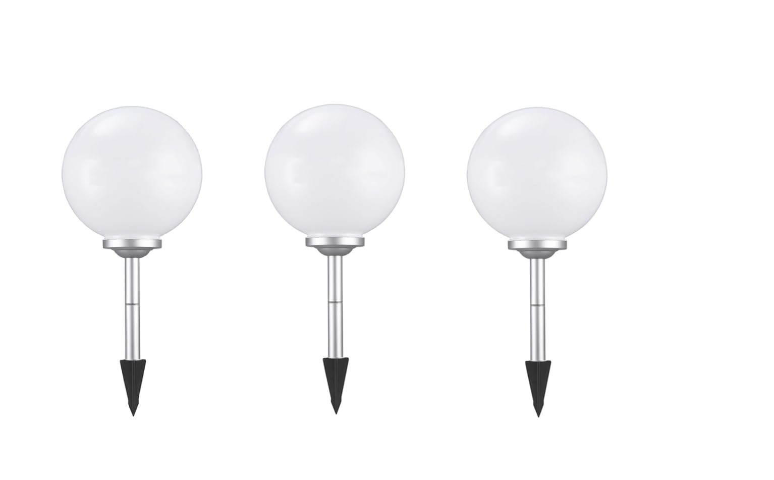 Dapo 3x Solar-Kugel-Dekoleuchte OLA, D: 20cm, mit Erdspieß | Garten Dekokugel, Solar-Erdspießleuchte, Boden-Wege-Deko-Lampe