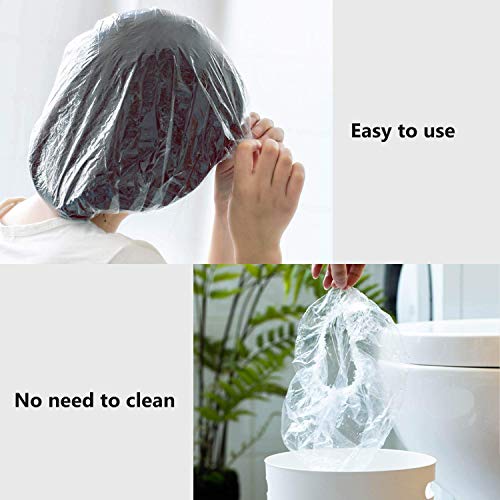 30PCS Disposable Shower Caps, Individually Packaged, Free Gift 2 Black Elastic Bands,Large&Thick Waterproof Shower Cap, Used in Home, Beauty Salon, Hotel,Food Service (white-2)
