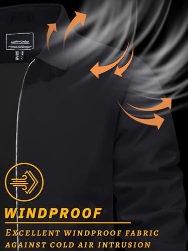 Tacvasen TCTJ-803-709-BLACK-2XL Black Jacket Lightweight Windbreaker Jackets Zip Up Light Coat Business Casual Spring Fall Jacket thumb #2