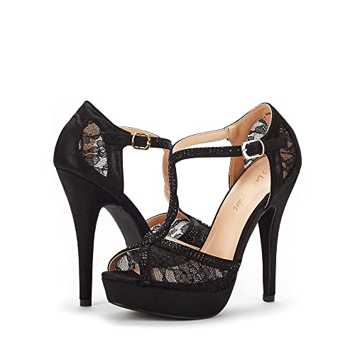 Dream Pairs AA-1-A8-SWAN_16-BLACK-SZ-07 Women'S Swan-16 Black Fashion Stilettos Peep Toe Pump Heeled Sandals Size 7 B(M) Us thumb #3