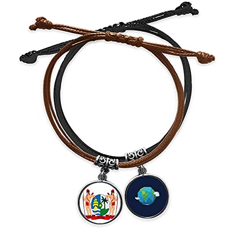 Pulsera de Surinam cadena de mano de cuero ajustable amuleto recuerdo tradicional