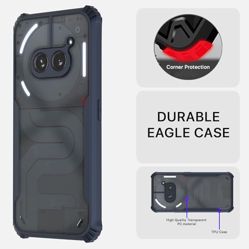 Image of Pikkme Back Cover | Crystal Clear Transparent Back | Ultra Hyrbid | Full Camera Protection | Raised Edge | Bumper Back Case for Nothing Phone 2A / Nothing Phone 2A Plus (Blue)
