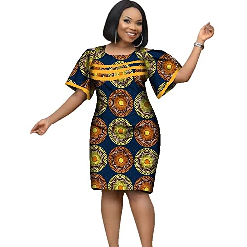iooiooi Africa Dress for Women African Cotton Wax Print Dresses