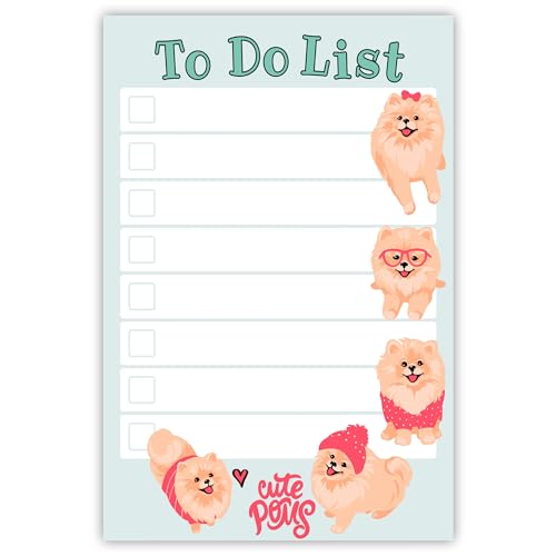 Image of DAILY RITMO Pomeranian Kawaii Sticky Notepad to Do List | Pomeranian Dog Lover Gifts for Women | Office School Supply Sticky Notes 4 inchx6 inch 50 Pages