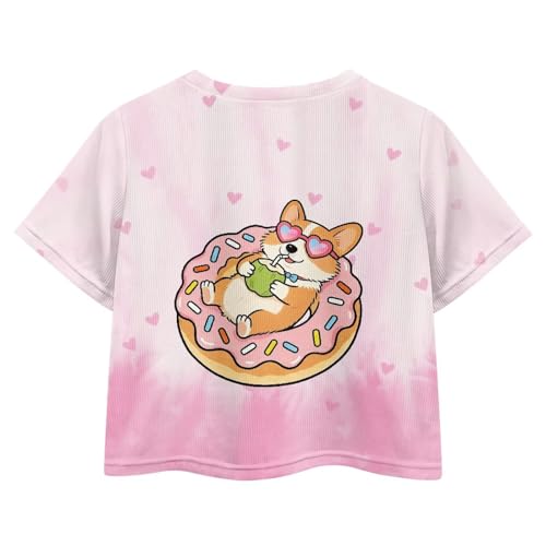 Image of Girls Crop Tees Crew Neck Casual Short Sleeve T Shirts Kids Loose Soft Comfortable Tees Blouses Shirt for Little Girl