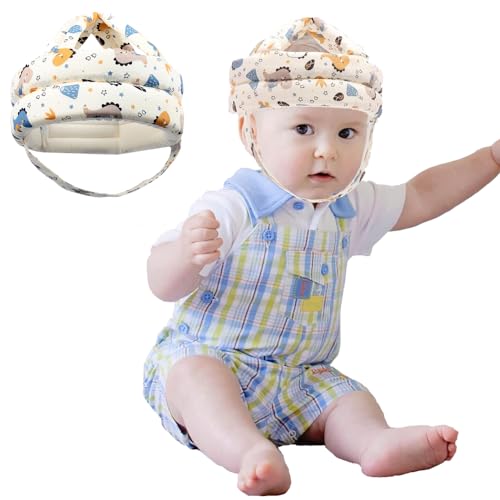 Norhogo Caschetto Primi Passi, elmetto regolabile, cappello di sicurezza per bambini in cotone antiurto per camminare e gattonare, Dinosauro blu