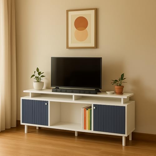 Callas Engineered Wood TV Entertainment Unit for Living Room | Modern TV Cabinet with Shelves & Storage (Blue, TV-22) 8 41pYgbNHvgL