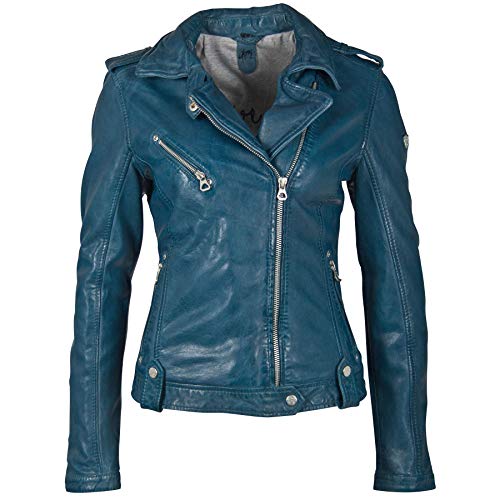 Preisvergleich Produktbild Gipsy Damen Bikerjacke aus feinstem Lammnappa Leder (L, Blau)