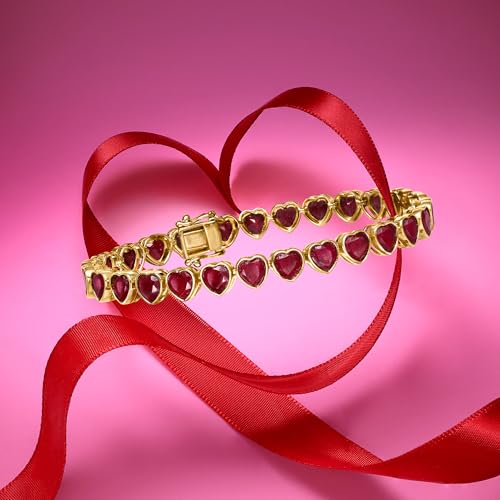 Ross-Simons 18.00 ct. t.w. Ruby Heart Tennis Bracelet in 18kt Gold Over Sterling3