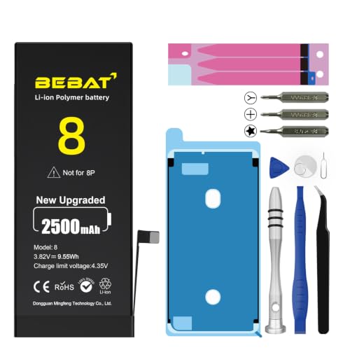 Image of Replacement for iPhone 8 Battery, 2500mAh High Capacity Li-ion Polymer Replacement Battery for Model A1863 A1905 A1906 with Professional Repair Tool Kits