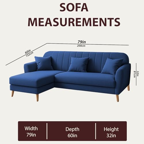 Image of Atticus LHS 4 Seater L Shape Sofa Set for Living Room (Blue Fabric) Premium Fabric Sofa Set